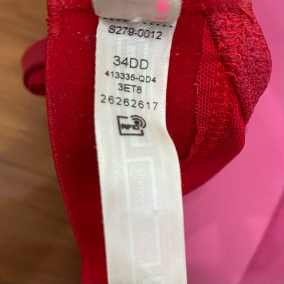 PINK Victoria's Secret Smooth Red Love Pink Push Up Bra Size 34DD - Picture 8 of 10